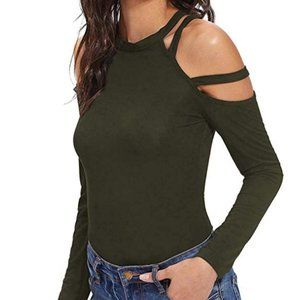Women's Cold Shoulder Long Sleeve Bodysuit